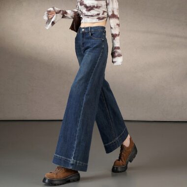 Autumn Korean high waist loose wide leg women jeans