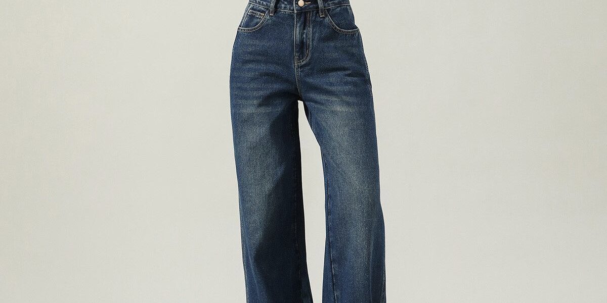 Autumn Korean style solid color high waist wide leg women jeans