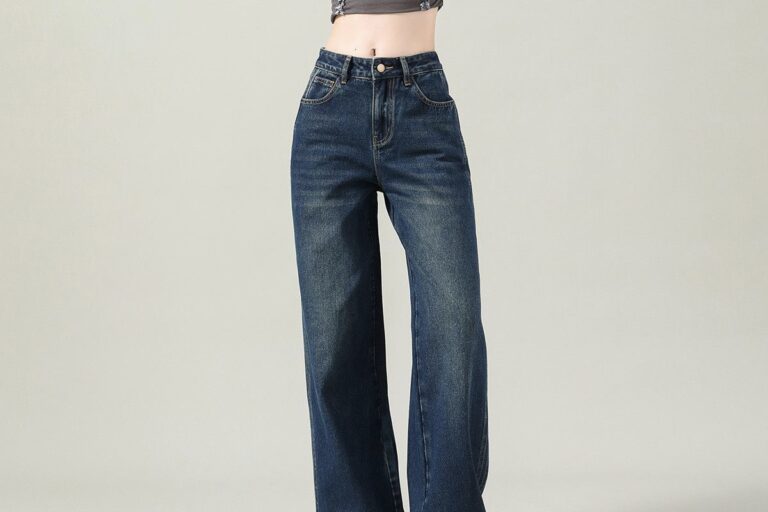 Autumn Korean style solid color high waist wide leg women jeans