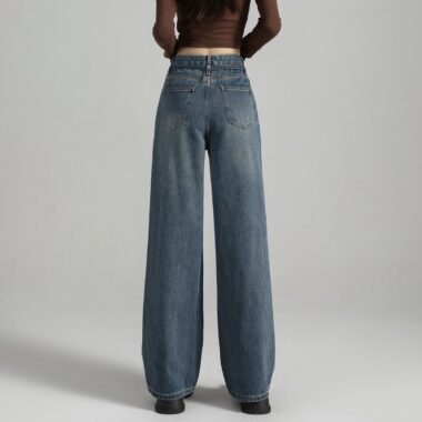 Autumn Korean style high waist loose wide leg women jeans