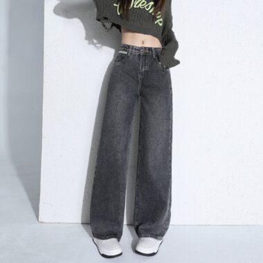 Autumn Korean style high waist loose wide leg women jeans