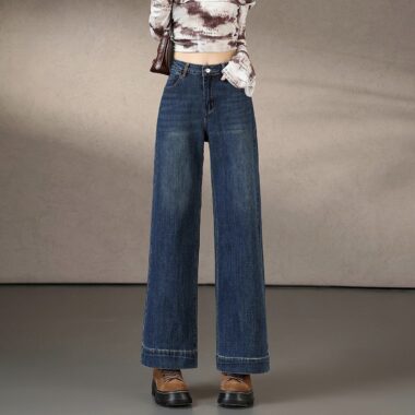 Autumn Korean high waist loose wide leg women jeans
