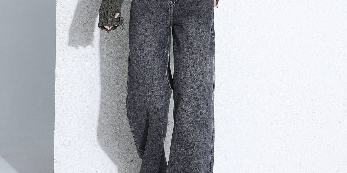 Autumn Korean style high waist loose wide leg women jeans