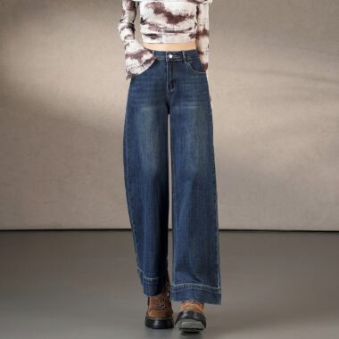Autumn Korean high waist loose wide leg women jeans