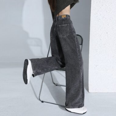 Autumn Korean style high waist loose wide leg women jeans
