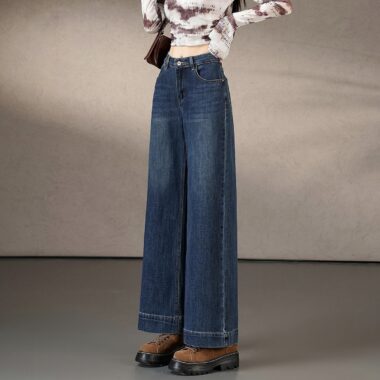 Autumn Korean high waist loose wide leg women jeans
