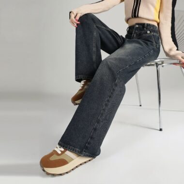 Autumn Korean high waist loose slimming wide leg women jeans
