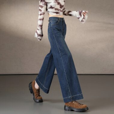 Autumn Korean high waist loose wide leg women jeans