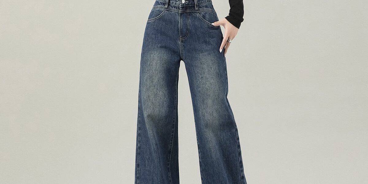 Autumn solid color high waist loose wide leg women jeans