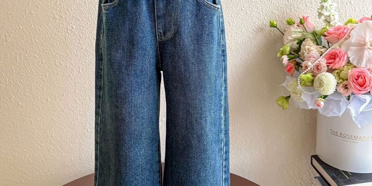 Autumn loose lace wide leg girls children jeans