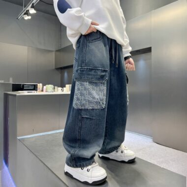 Autumn large pocket loose fashion boys children jeans