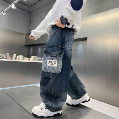 Autumn large pocket loose fashion boys children jeans