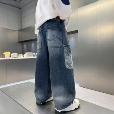 Autumn large pocket loose fashion boys children jeans