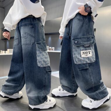 Autumn large pocket loose fashion boys children jeans