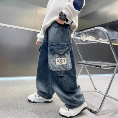 Autumn large pocket loose fashion boys children jeans