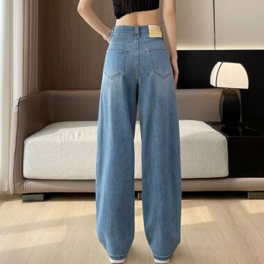 Summer light color high waist loose wide leg women jeans