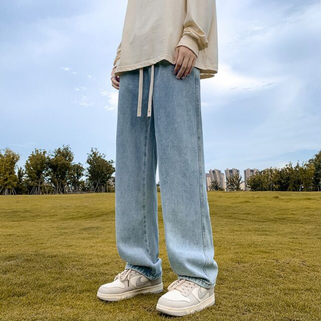 Summer lightweight loose American straight men jeans