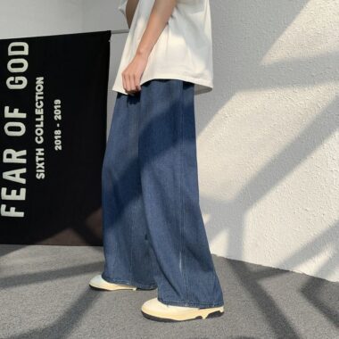 Summer lightweight straight loose wide leg men jeans