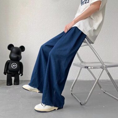 Summer lightweight straight loose wide leg men jeans