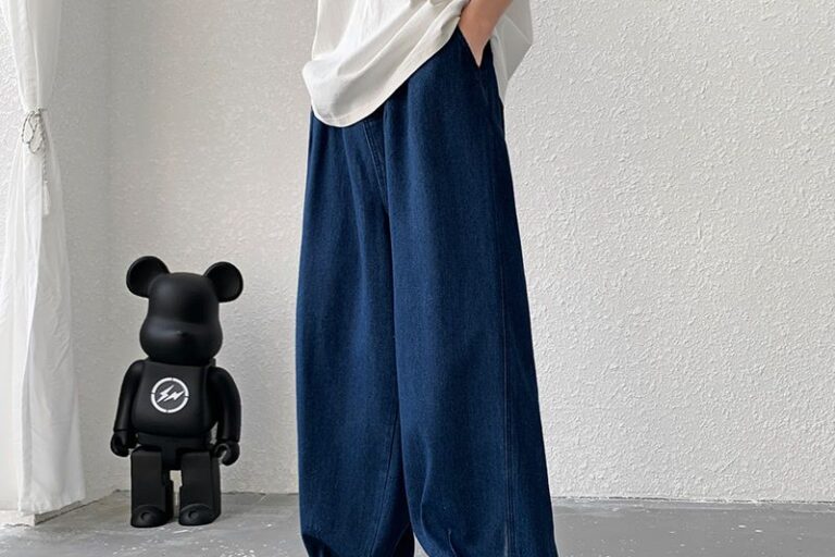 Summer lightweight straight loose wide leg men jeans