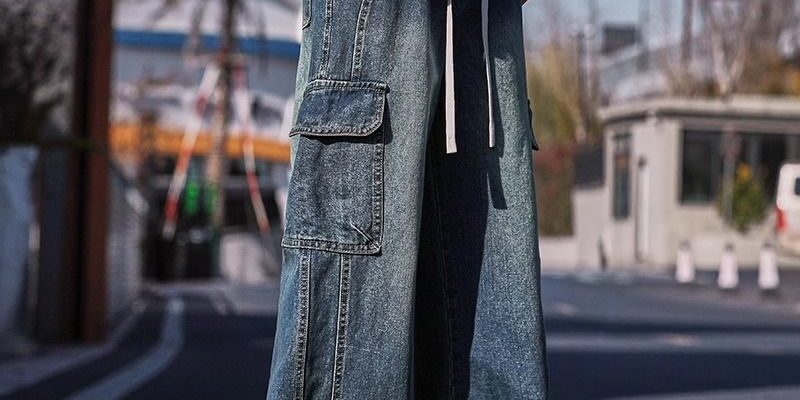 Vintage American loose cargo pocket casual men jeans