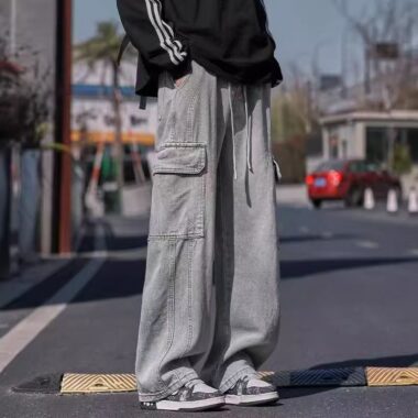 Vintage American loose cargo pocket casual men jeans