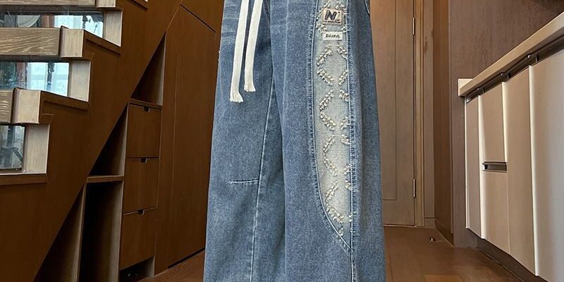 Spring autumn loose straight wide leg casual men jeans