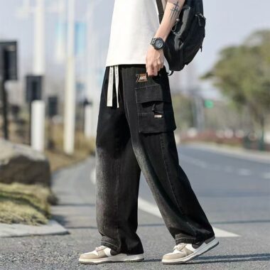 Spring summer loose straight workwear men jeans