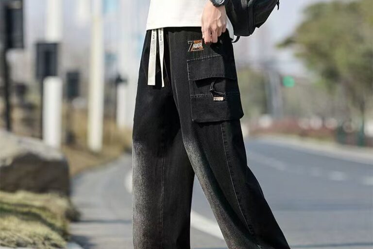 Spring summer loose straight workwear men jeans