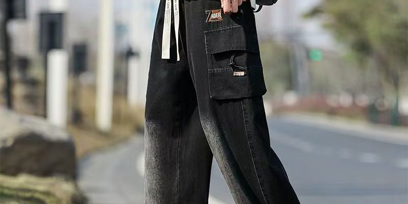 Spring summer loose straight workwear men jeans