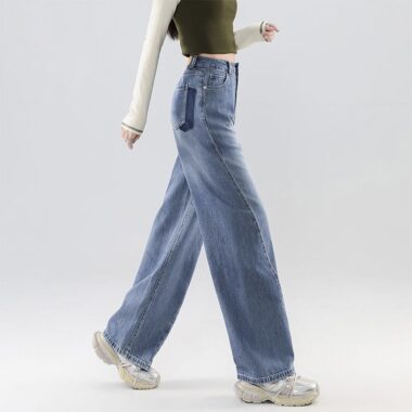 Fashion high waist loose wide leg women jeans