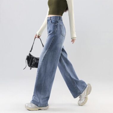 Fashion high waist loose wide leg women jeans