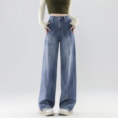 Fashion high waist loose wide leg women jeans