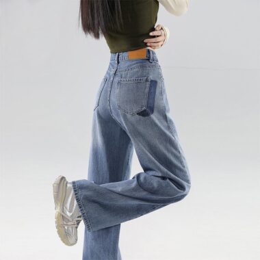 Fashion high waist loose wide leg women jeans