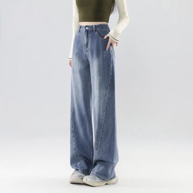 Fashion high waist loose wide leg women jeans