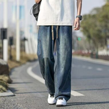 American casual plus size loose straight men jeans