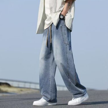 American casual plus size loose straight men jeans