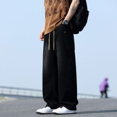 American casual plus size loose straight men jeans