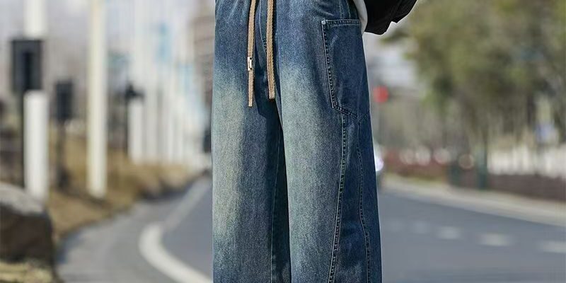 American casual plus size loose straight men jeans
