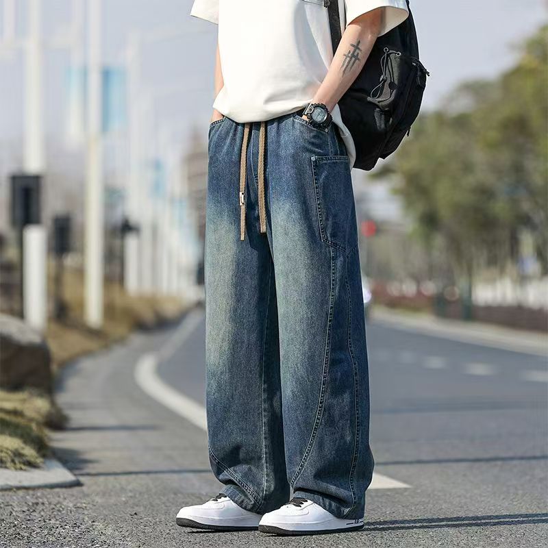 American casual plus size loose straight men jeans