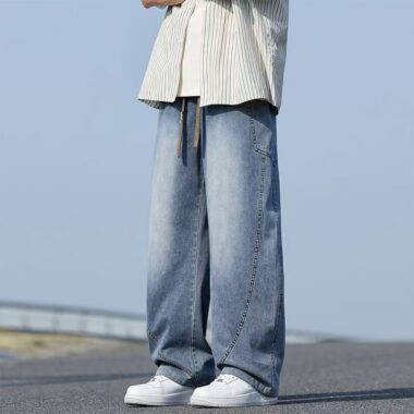 American casual plus size loose straight men jeans