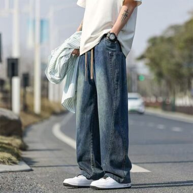 American casual plus size loose straight men jeans