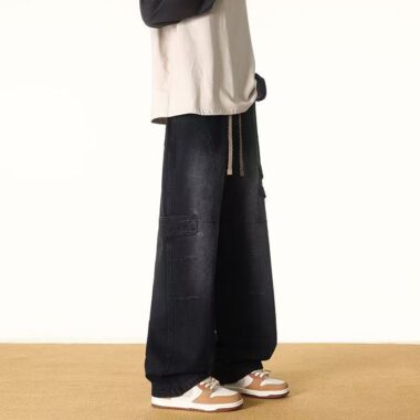 American plus size loose wide leg winter men jeans