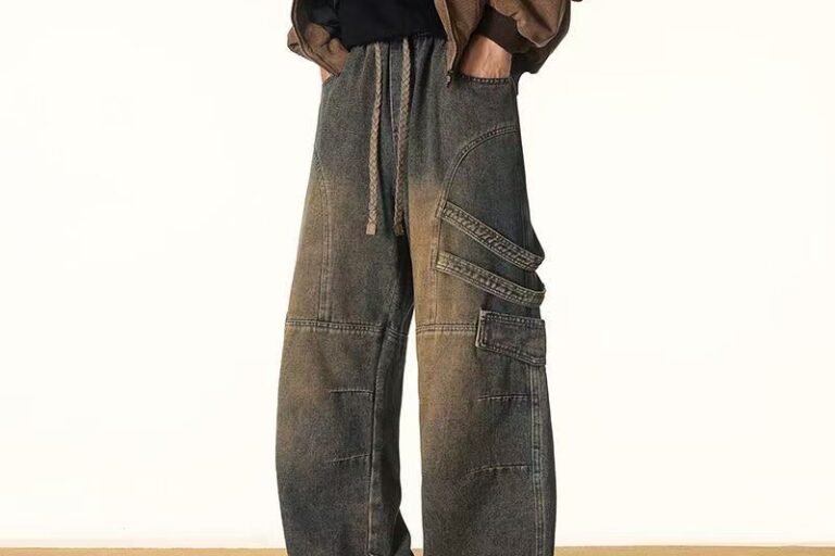 American plus size loose wide leg winter men jeans