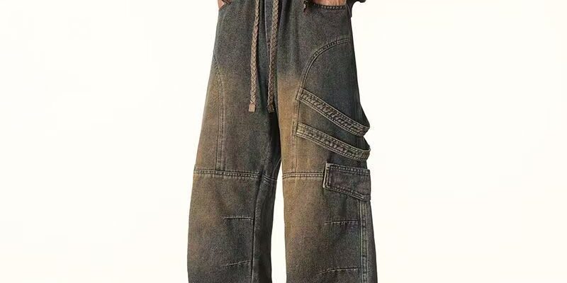 American plus size loose wide leg winter men jeans