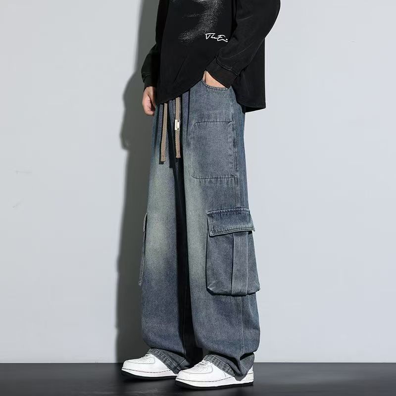 American trend plus size loose wide leg men jeans