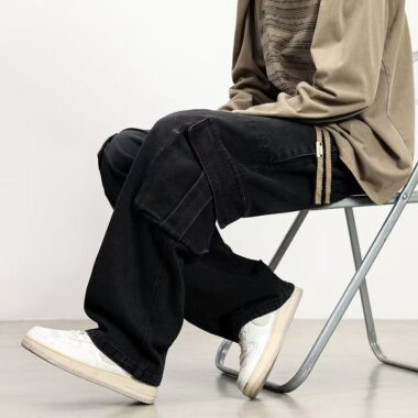 American trend plus size loose wide leg men jeans