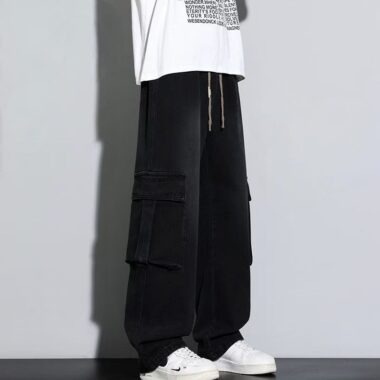 American trend plus size loose wide leg men jeans