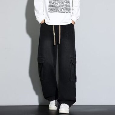 American trend plus size loose wide leg men jeans