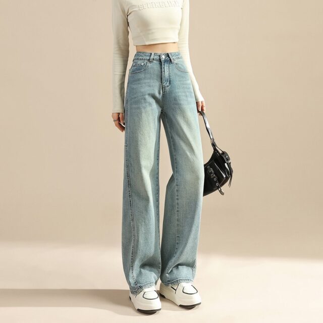 Spring autumn fashion loose wide leg women jeans